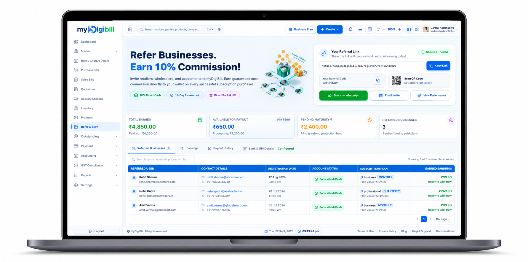 myDigiBill Partner Dashboard Preview