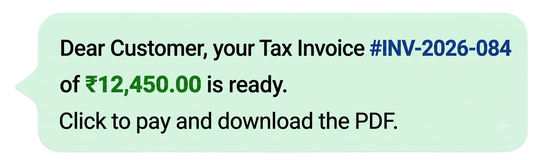 WhatsApp Invoice Message Preview