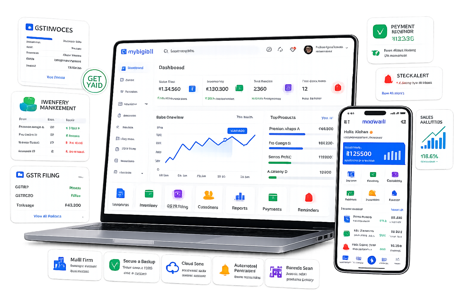 myDigiBill GST Billing & Inventory Software Dashboard